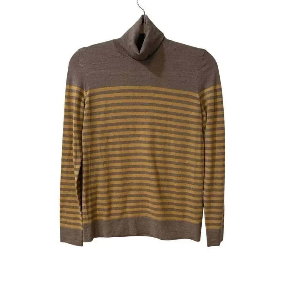AKRIS PUNTO Women’s 100% Merino Wool Turtleneck Striped Sweater Size 4